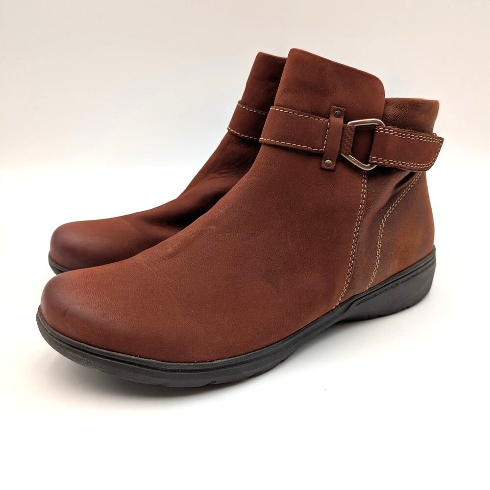 Clarks Carleigh Angie Short Boots Women's British Tan Leather Size US10M EU41.5